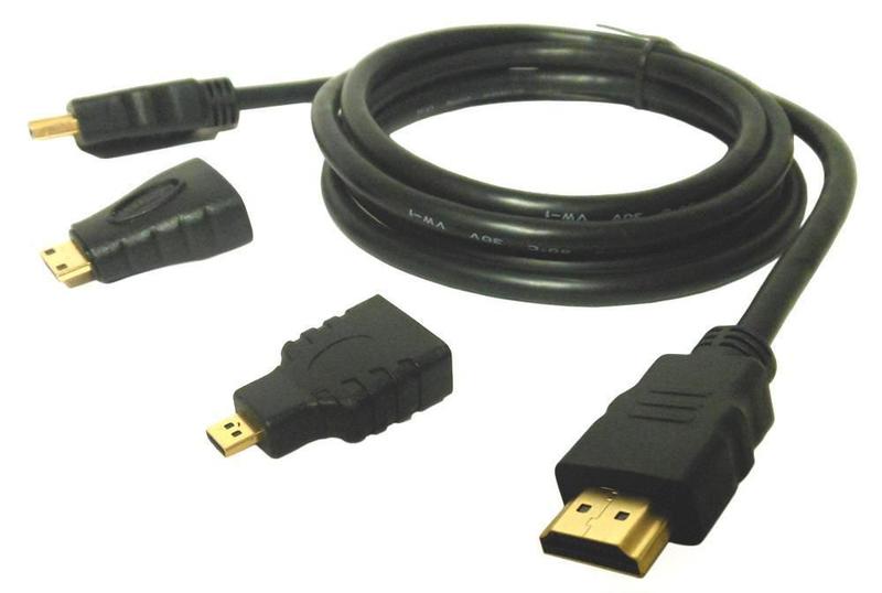 Imagem de Kit Cabo 3Em1 Hdmi X Micro Mini 1.5M Para Raspberry Pi4 2Gb