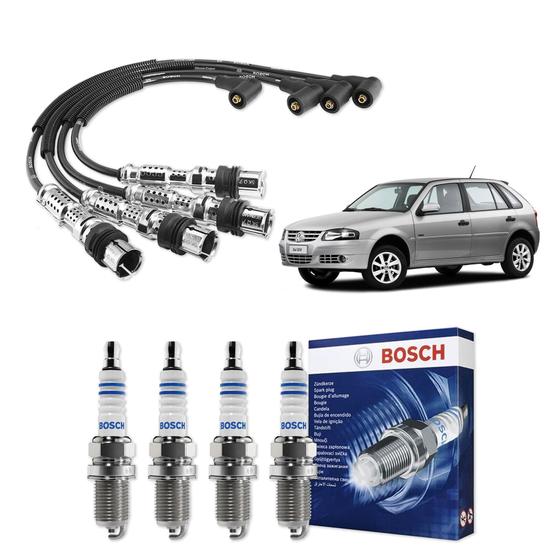 Imagem de Kit Cabo E Vela de Ingnição Original Bosch Volkswagen Gol G4 1.0 8V Total Flex 2005 a 2013