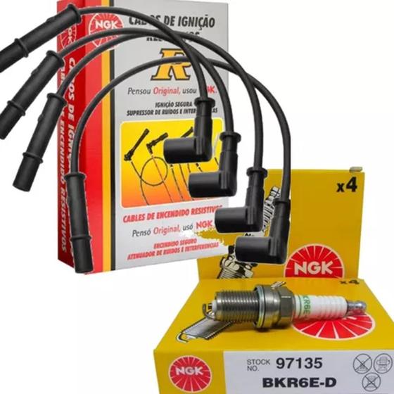 Imagem de Kit Cabo e velas de ignição original Ngk Renault Logan, Sandero, Clio e Symbol 1.6 8v