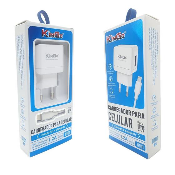 Imagem de Kit Cabo Usb + Fonte Carreg. Kingo P/ Iphone 12 Pro Max 1.2A