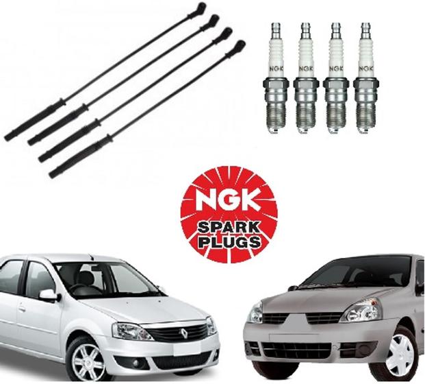 Kit Cabo + Vela Ignição Novo Ngk Clio Logan Sandero 1.0 16v Menor preço em Kit Cabo + Vela Ignição Novo Ngk Clio Logan Sandero 1.0 16v