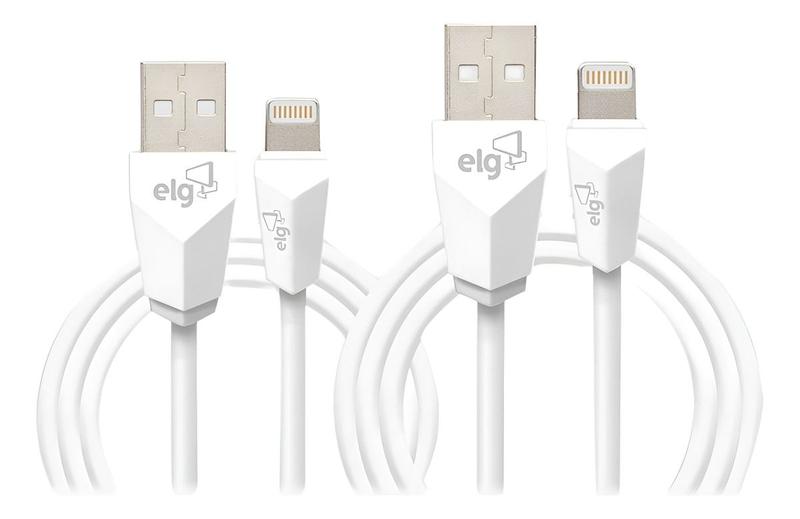 Imagem de Kit Cabos BRANCO Lightning - cabo 1 e 2 mts ELG - CMB812WH