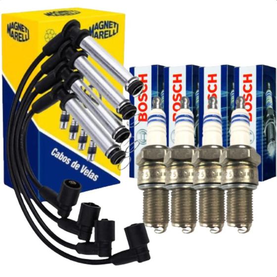 Kit Cabos + Velas De Ignição Corsa Classic Celta Original - Magneti Marelli Imagem de Kit Cabos + Velas De Ignição Corsa Classic Celta Original