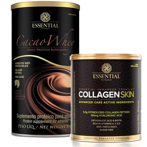 Imagem de Kit Cacao Whey Protein 900g + Collagen Skin 330g Essential