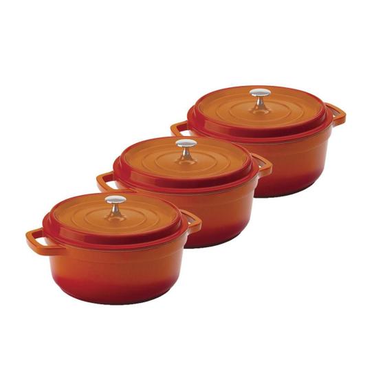 Imagem de Kit Caçarola Hercules Ceramico Indução Laranja4,3L+4,3L+4,3L