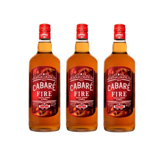 Imagem de Kit Cachaça Cabaré Fire Canela 1000ml 3 unidades