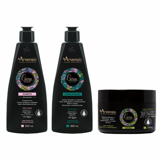 Imagem de Kit Cacheados Arvensis (Shampoo+Cond.+Máscara 250g)