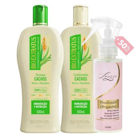 Imagem de Kit Cachos 1 Shampoo 1 Cond 500ml + Finalizador Obrigatório Lourre 120ml