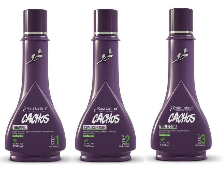 Imagem de Kit Cachos 250ml Raiz Latina Profissional Cabelo Cacheado Enrolado Transição Capilar Definição