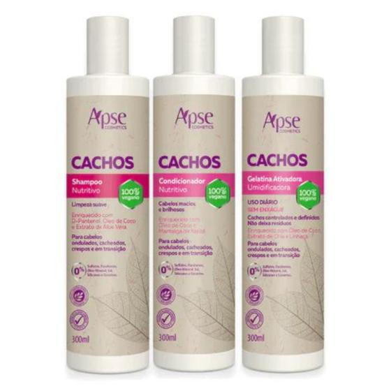 Imagem de Kit Cachos Apse Shampoo, Condicionador e Gelatina