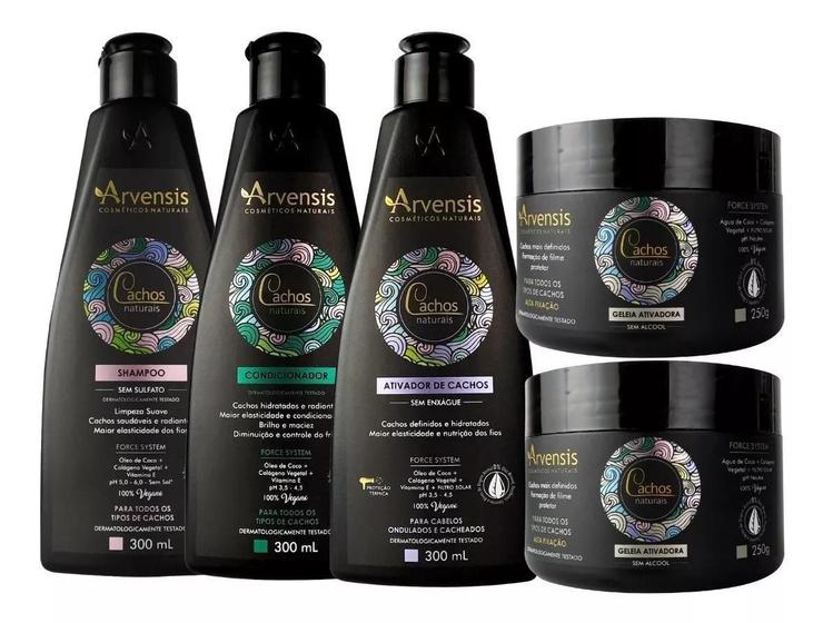 Imagem de Kit Cachos Arvensis Shampoo Condicionador Ativador 2 Geleias