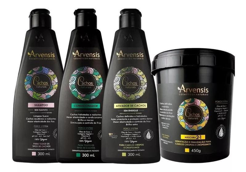 Imagem de Kit Cachos Arvensis Shampoo Condicionador Ativador Mascara