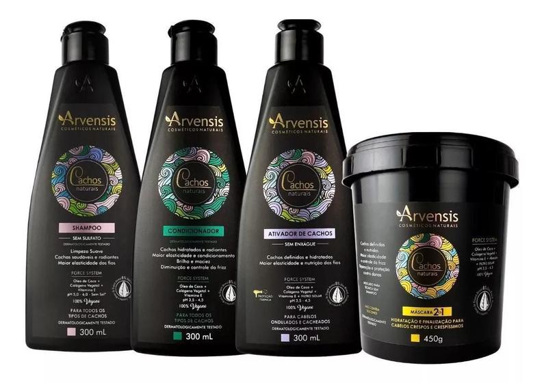 Imagem de Kit Cachos Arvensis Shampoo Condicionador Ativador Mascara