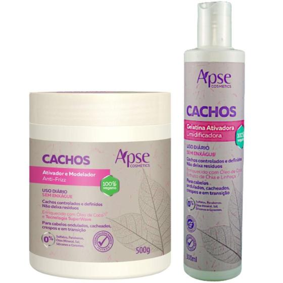 Kit Cachos Ativador e Modelador de Cachos e Gelatina Ativadora Apice ...