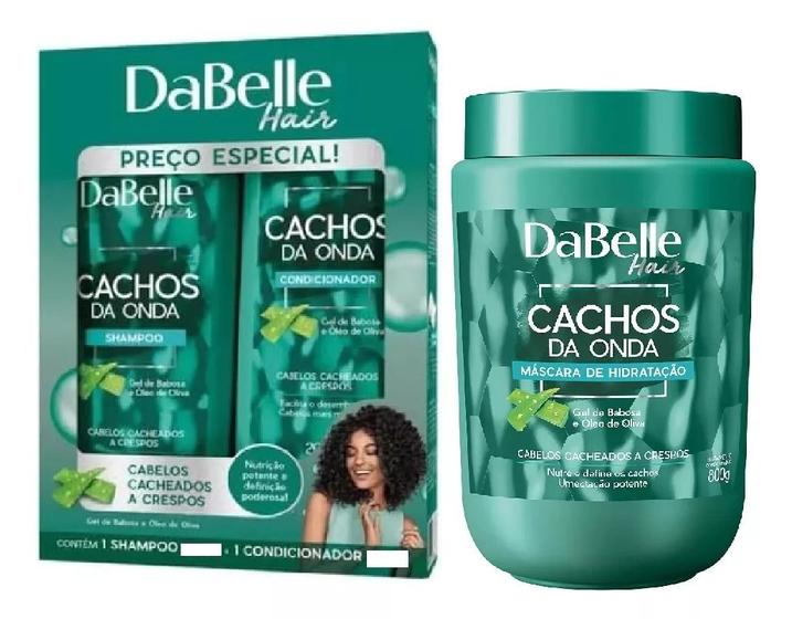 Imagem de Kit Cachos Da Onda Dabelle Shampoo 250ml + Condicionador 175ml + Máscara 800g