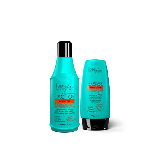 Imagem de Kit Cachos Shampoo 300g e Creme para pentear Forever Liss