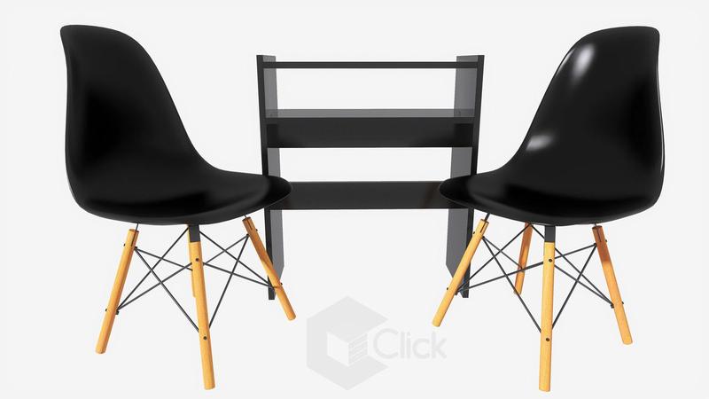 Imagem de Kit Cadeiras Preta 2Eames Eiffel+ Manicure Preta De Mesa