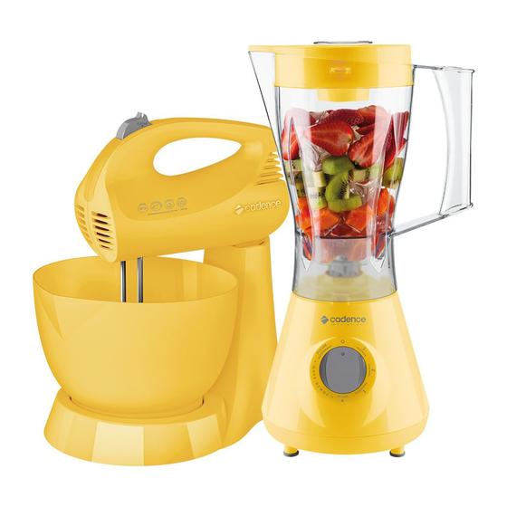 Kit Cadence Colors Amarelo - Liquidificador e Batedeira Imagem de Kit Cadence Colors Amarelo - Liquidificador e Batedeira