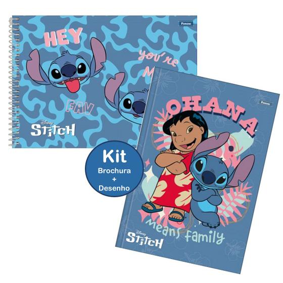 Kit Caderno Brochura Stitch Disney + Caderno Desenho Cartografia 80fls ...
