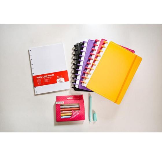 Imagem de Kit Caderno Inteligente com Folhas de Refil e Marca Texto