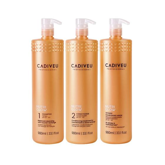 Imagem de Kit Cadiveu Nutri Glow - Shampoo + Condicionador + Máscara de Nutrição 980ml