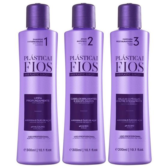 Imagem de Kit cadiveu plastica dos fios selagem termica 3 produtos 300ml