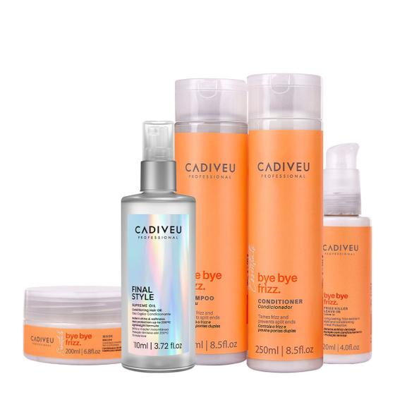 Imagem de Kit Cadiveu Professional Bye Bye Frizz Hair Care Total e Final Style Oil G (5 produtos)