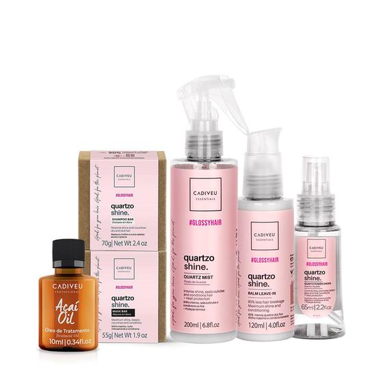 Imagem de Kit Cadiveu Professional Hair Quartzo Shine Barra e Açaí Óleo 10ml (6 produtos)