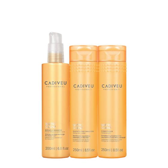 Imagem de Kit Cadiveu Professional Nutri Glow Shampoo Condicionador P e Booster Fluído de Tratamento (3 produtos)