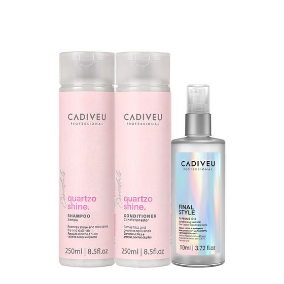 Imagem de Kit Cadiveu Professional Quartzo Shine Duo e Supreme Final Style Oil (3 produtos)