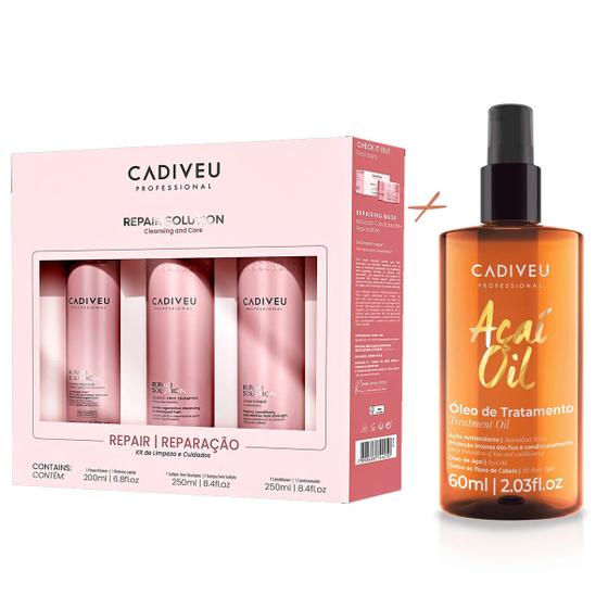 Imagem de Kit Cadiveu Repair Solution + Reparador de Pontas Açaí 60ml