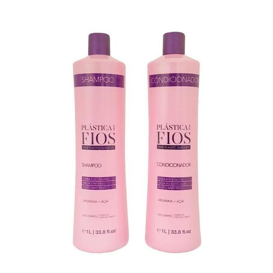 Imagem de Kit Cadiveu Shampoo E Condicionador Plastica Dos Fios 2X1Lt