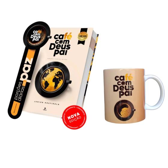 Imagem de Kit Café com Deus Pai 2024 porções diárias de paz e Caneca de porcelana personalizada café com Deus pai