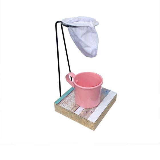 Imagem de Kit Café Gourmet Refil De Pano C/ Caneca 90 Ml Coador Mini
