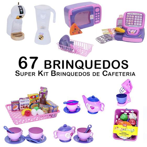 Imagem de Kit Café Infantil Registradora Batedeira Microondas  67p