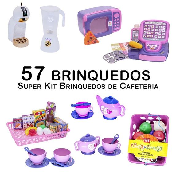 Imagem de Kit Café Infantil Registradora Cafeteira Microondas  57p