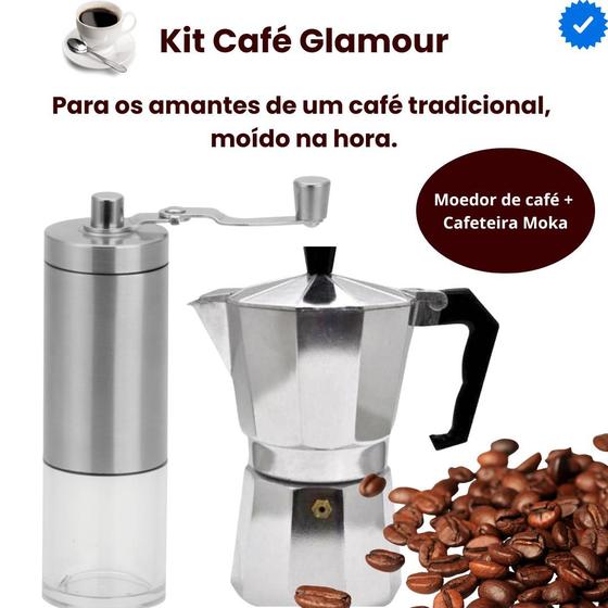 Imagem de Kit Café Lover's - Moedor de Café + Cafeteira Moka 9 xícaras