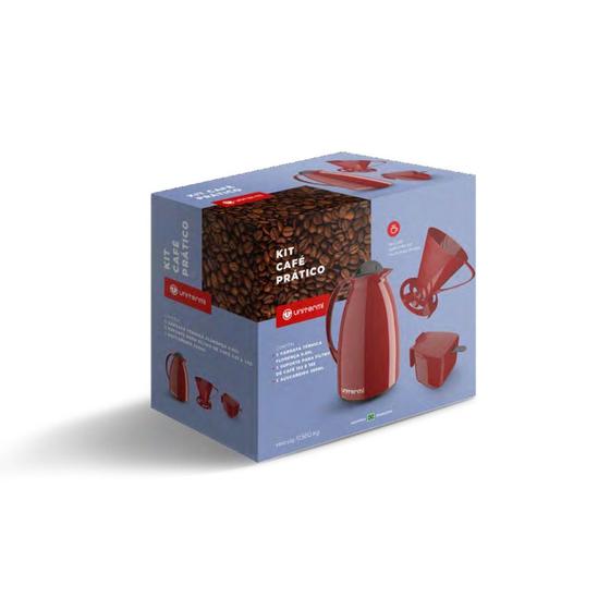 Imagem de Kit Café Prático Garrafa 650ml + Suporte para Filtro de Café + Açucareiro com Colher Unitermi