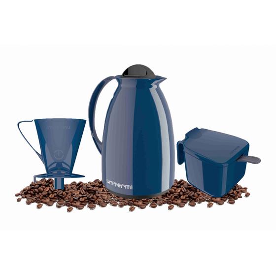 Kit Café Prático Garrafa Térmica 0,65L Café Chá Suporte E Açucareiro