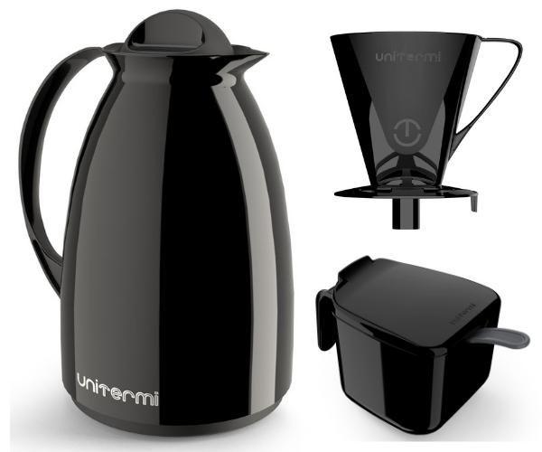 Kit Café Prático Garrafa Térmica 0,65L Café Chá Suporte E Açucareiro