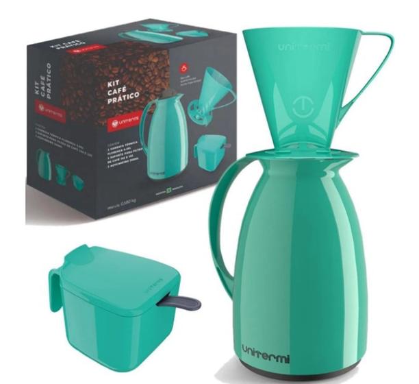 Imagem de Kit Café Prático - Garrafa Térmica 650ml - Açucareiro 350ml  e Filtro - Unitermi