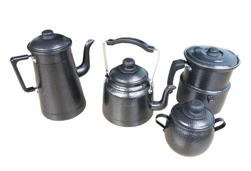 Imagem de Kit Café Preto Craqueado Com Leiteira De Apito Extang