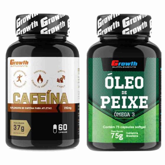 Imagem de Kit Cafeina 210mg 60 Caps + Omega 3 75 Caps Growth Supplements