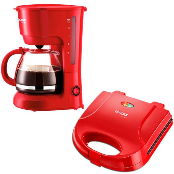 Kit Cafeteira 18xicaras + Sanduicheira Grill Vermelhos Lenox - Lenoxx ...