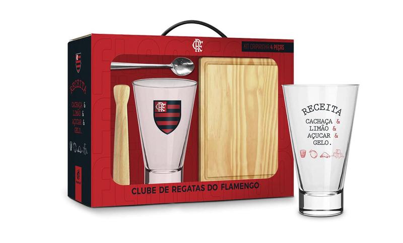 Imagem de Kit caipirinha grande copo long 400ml times futebol flamengo