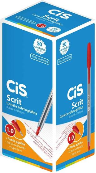 Kit Caixa Com 50 Canetas Esferográficas 1.0 Scrit Vermelha CIS Menor preço em Kit Caixa Com 50 Canetas Esferográficas 1.0 Scrit Vermelha CIS
