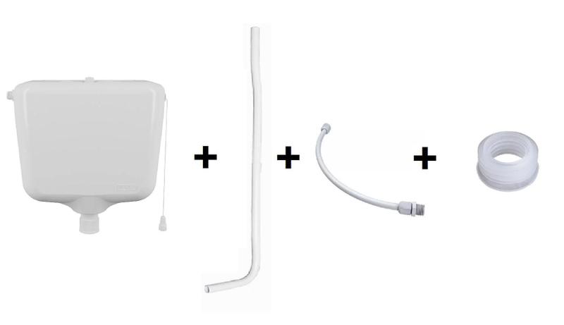 Kit Caixa De Descarga Elevada 6,8 A 9 Litros + Tubo E Engate Menor preço em Kit Caixa De Descarga Elevada 6,8 A 9 Litros + Tubo E Engate