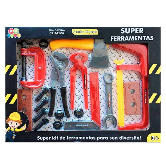 Imagem de Kit Caixa De Ferramentas Brinquedo Infantil 17 Itens