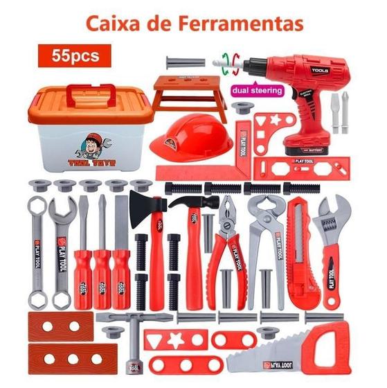 Imagem de Kit Caixa De Ferramentas E Acessórios - Brinquedo 55 Peças