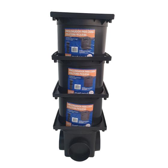 Kit Caixa de Passagem e Inspeção de Esgoto Pequena Preta e 3 Prolongador Menor preço em Kit Caixa de Passagem e Inspeção de Esgoto Pequena Preta e 3 Prolongador